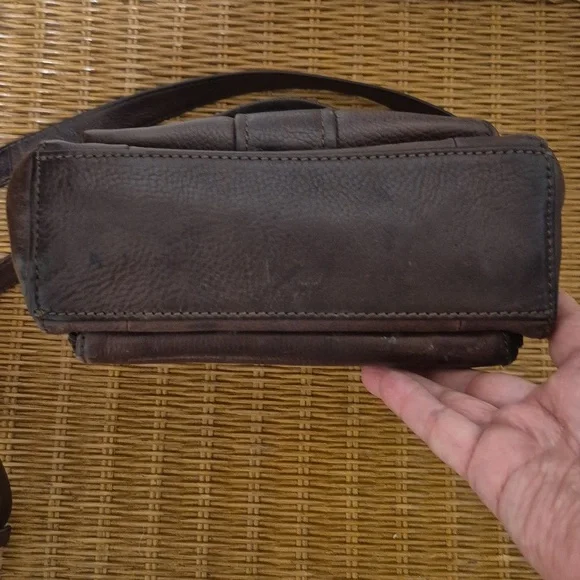 Vintage Fossil Brown Pebbled Leather Morgan Crossbody Purse Gently Loved - Picture 7 of 16